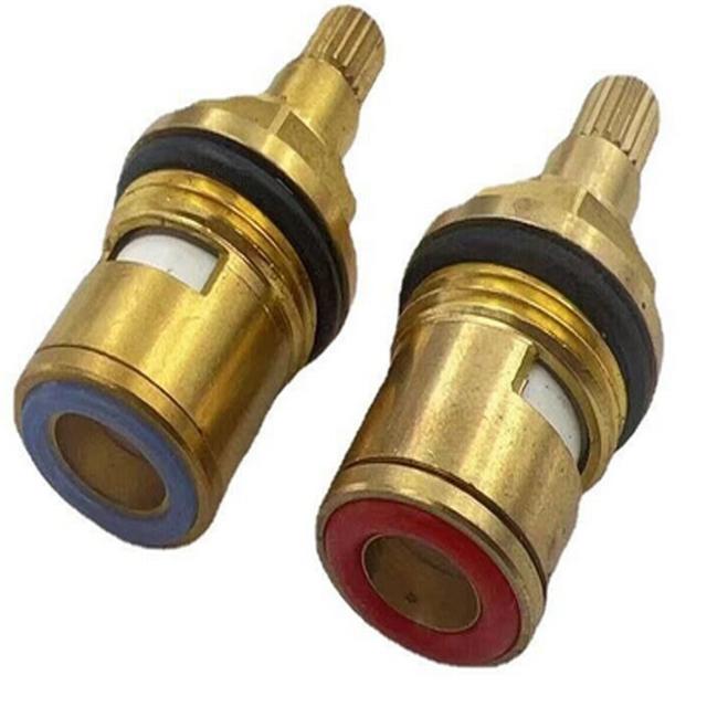 TEMU 2pcs Hot And Cold Ceramic Disc Brass Bathroom Sink Faucet Valve Stem, Stem Valve Repair Bathroom Faucet, Stem Cartridge Replacement, Brass Kitchen Faucet, Cartridge Replacement Sink Faucet