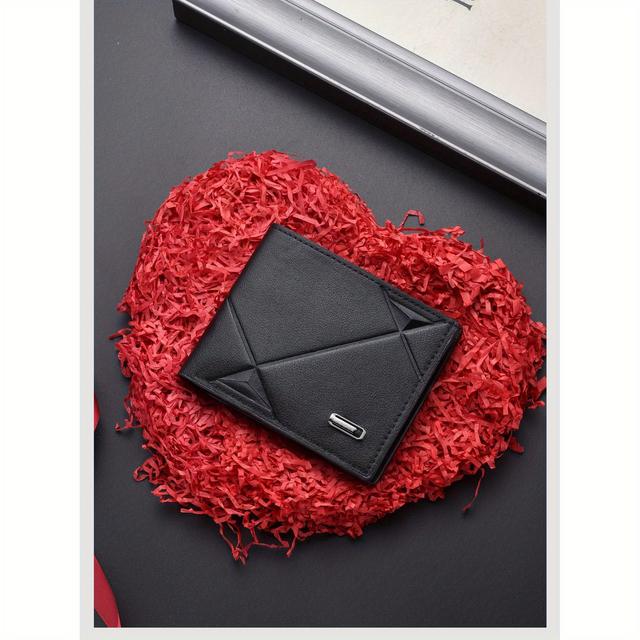 TEMU Men's Elegant Slim Synthetic Leather Wallet, Large Capacity With Multiple Card Slots, Stylish Casual Design - Available In Black, Dark Brown, Light Brown - Ideal Father's Day Gift For Men