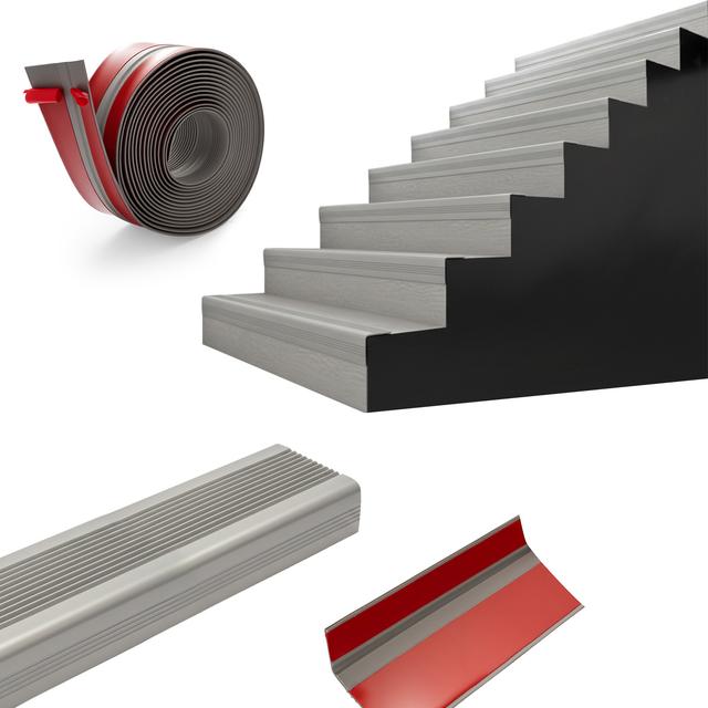 TEMU 6m/20ft Self-adhesive Rubber Stair Edge Protectors For Indoor And Outdoor Use Grey