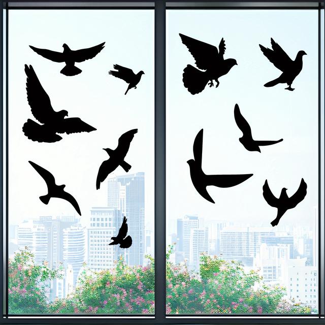TEMU 22 Stück Vogel Fensterfolien Anti-Kollisions Aufkleber, Vogel Anti-Kollisions Fenster Aufkleber Alarm Vogel Rollladen Aufkleber für Party Deko & Sicherheitszubehör