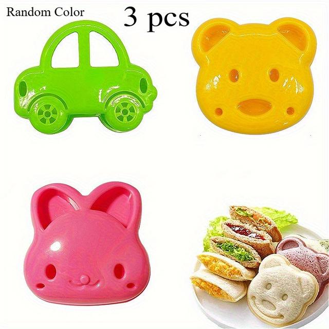 TEMU 3er-Set Bärenförmige Sandwichformen, Hase und Auto Brötchenformer, Keksausstecher Werkzeug, Set, Brodmesser, Bento Lunchformen, Küchenutensilien