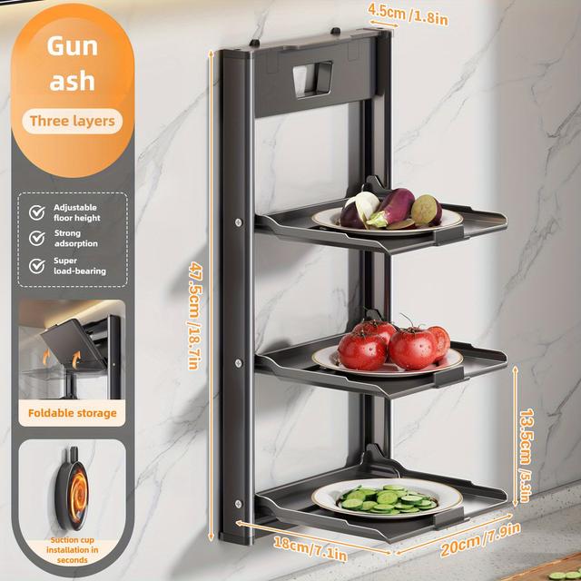 TEMU Multifunctional Food Prep Rack, Food Tray Storage Rack, Countertop Kitchen Shelf, Punch-free Plate, Space-saving Design, Suitable For Kitchen, Living Room, Home, Suitable For Christmas, Halloween
