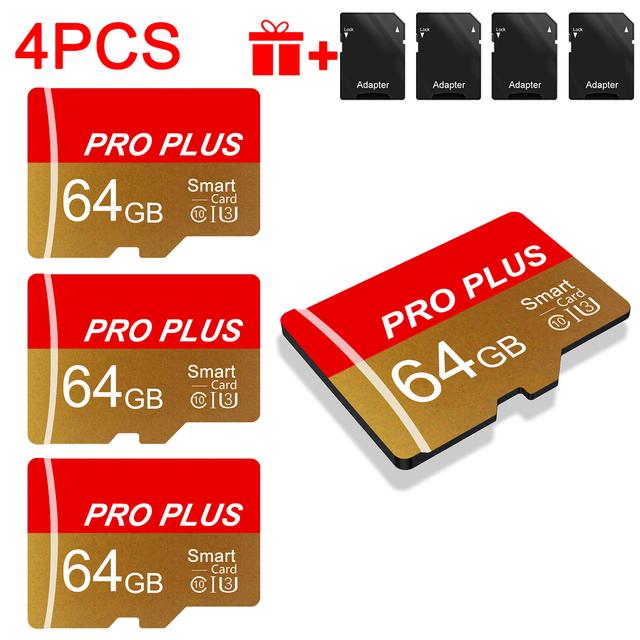 TEMU 4pcs Memory Card 64gb 32gb 16gb With Adapter, High Card 8gb 4gb 2gb 1gb, U3 C10 A1 Tf Card For Tablet/camera/phone