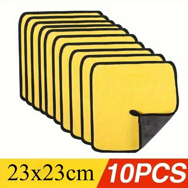 TEMU 10 Thickened Car Wash Cloth Special Towels, Large-sized Car Wash Towels, Water-absorbent, Suitable For Cars, Indoor Use, Double-sided Wiping Cloth