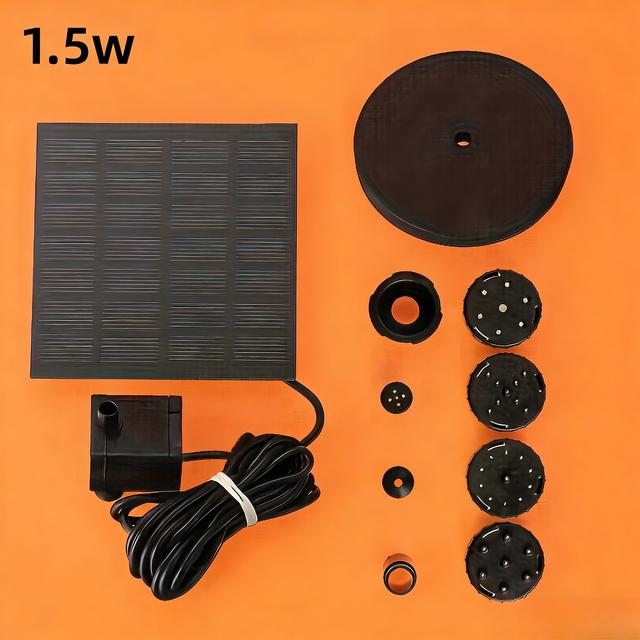 TEMU Hotu Solar Floating Water Pump, 1pc Solar Birdbath Fountain Pump With Removable Panel & 6 Nozzles, Ipx8 For Garden Pond Aquarium Bird Bath Outdoor Decor
