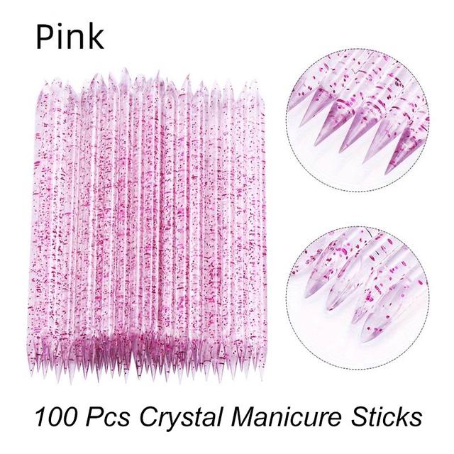 TEMU 100 unidades de varillas de cristal reutilizables de para decoración de uñas, diseñadas para la eliminación profesional de cutículas, aptas para manicura y pedicura