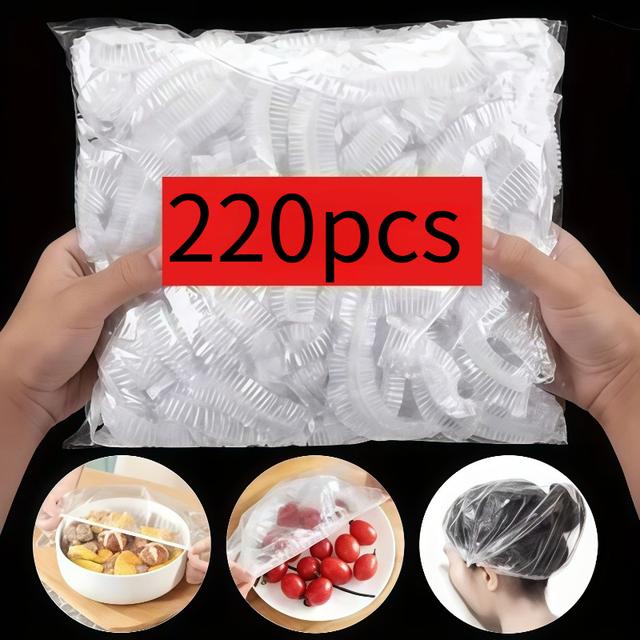 TEMU 220 st Stor Genomskinlig Elastisk Matfolie – Lämplig för Kök, Kylskåp, Picknick, , Grönsaker, Kött och Efterrätter. Plastförpackningsfilm för Hygienisk Förslutning och Förlängd Färskhet