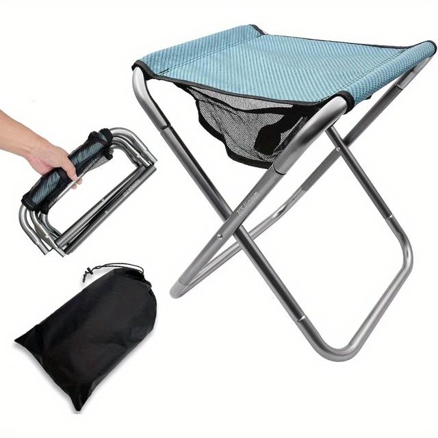 TEMU Tabouret Pliant en d'Aluminium Léger - 16" de Hauteur, Portable & Durable avec Sac de Transport pour Camping, Randonnée, Barbecues & Activités en