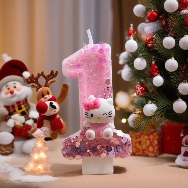 TEMU Hello Kitty Number 0-1-2-3-4-5-6-7-8-9 Candles, First Birthday Pink Creative Cake Decorations, Universal For Holidays, Carnivals, Dessert Ornaments, New Year's Eve, Christmas, Halloween