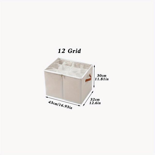 TEMU منظم خزانة الأحذية، صناديق تخزين الأحذية لتنظيم الفئات، مع غطاء PVC شفاف، في ثلاثة أنماط: 12 مقصورات، 16 مقصورات، و20 مقصورات.