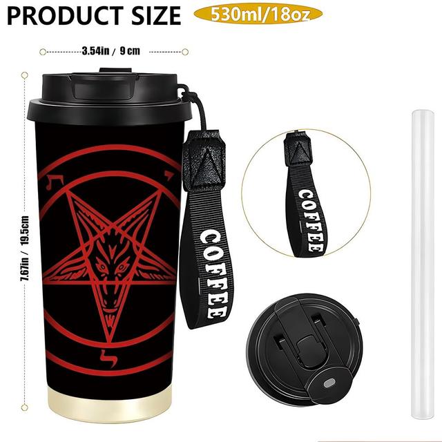 TEMU 1pc 18oz Stainless Steel Travel Mug With Leak-proof Lid, Perfect Gift For Lovers, Office, , Office Drinkware | Durable Drinkware | Outdoor Camping Coffee