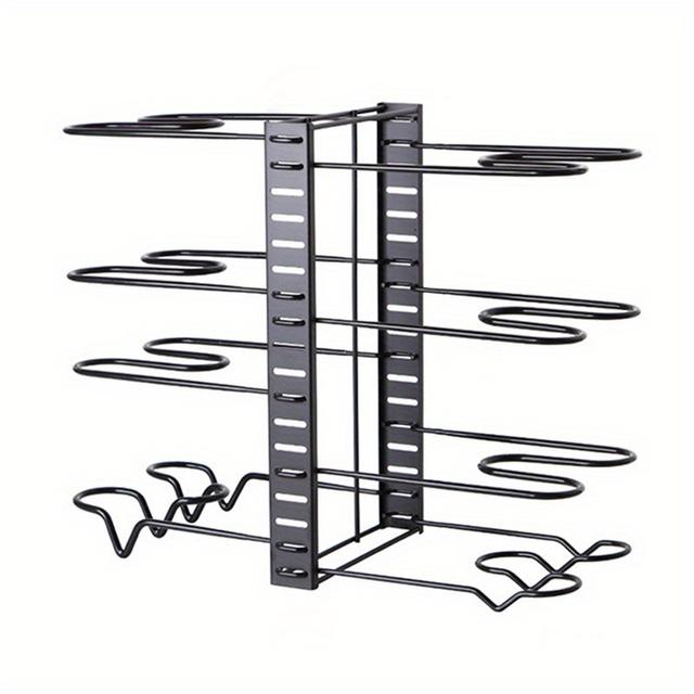 TEMU Metal Pots And Pans Organizer For Cabinet, Heavy Duty Pot Pan Rack Under Sink Organizers And Storage, Kitchen Cabinet Organizer With 8 Adjustable Tiers