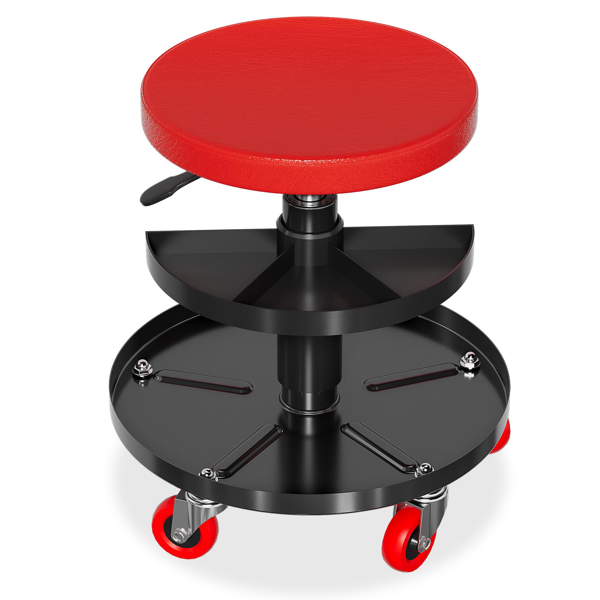 TEMU Workshop Stool Mobile Workshop Seat With Shelf And Wheels Garage Stool Work Stool Load Capacity 150kg For Workshop Vehicle Care Machine Maintenance And Diy (arc-shaped/round/rectangular)