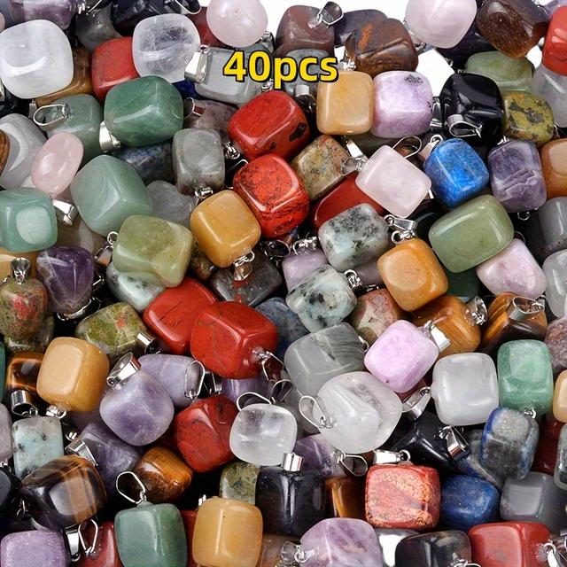 TEMU Set de 40 colgantes de piedra irregular hechos de materiales naturales, perfectos para crear joyas como collares y aretes, ideal para regalos de Navidad y
