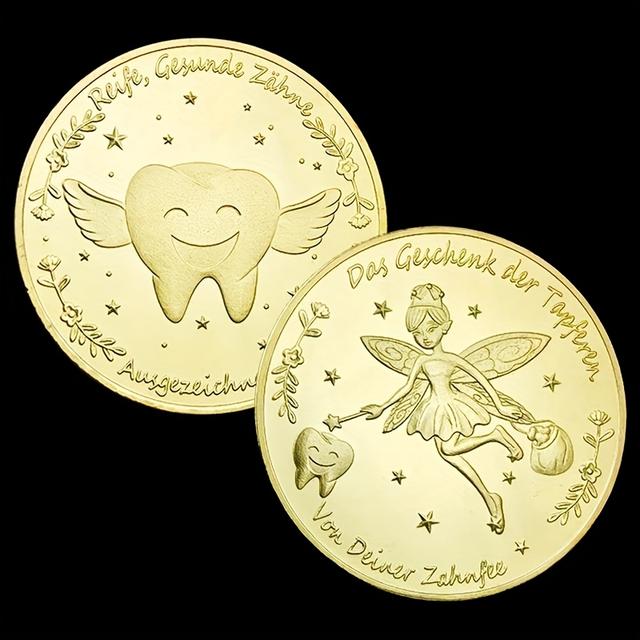 TEMU 2-pack Tooth Fairy - Birthday & Lost Tooth Gifts, With Good Luck - Collectible Dental Decorations, Room Decoration - Gold-plated Iron Keepsakes &