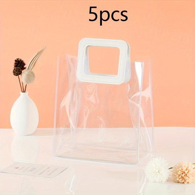 TEMU 5/15/30pcs - Transparent Pvc Gift Bag With Handle - Suitable For Mother's Day Gifts, Wedding Gifts, Bridesmaids, Small Gifts, And Party Gifts