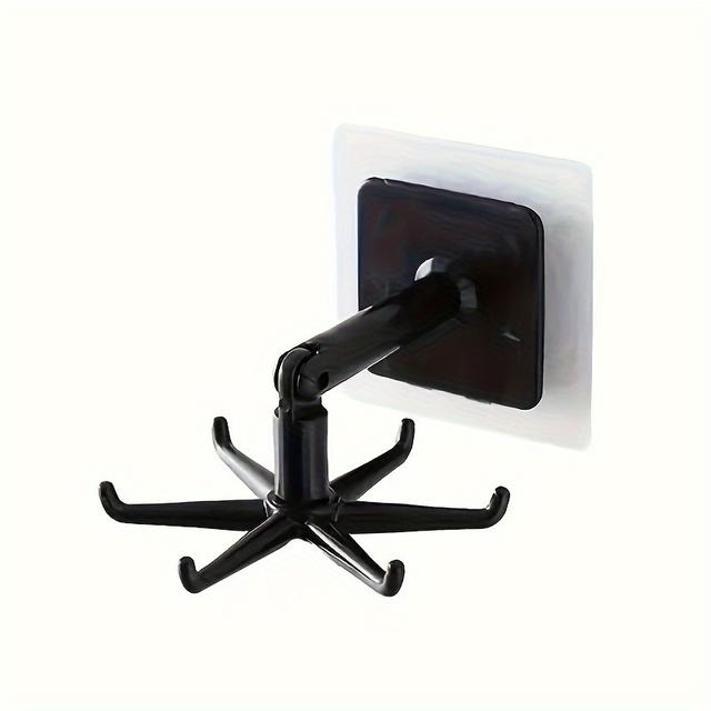 TEMU 1pc 360 Degree Rotating Pot Rack, No Drill Wall Mount Rack, Plastic Round Ceiling Storage With Extendable Kitchenware Shelf For Kitchen