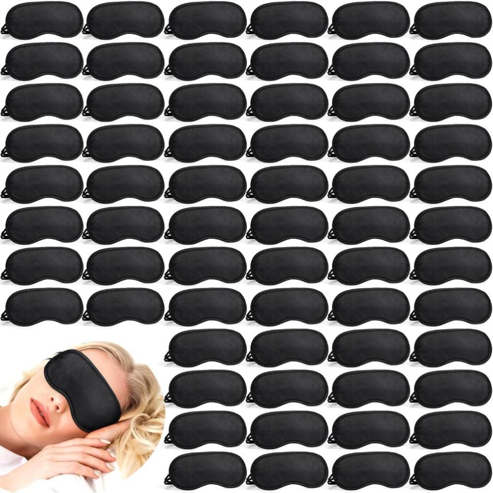 TEMU 100 Stück Schlafmaske Augenbinde mit verstellbarem Band für Spiele, Partys, Teambuilding, Reisen – Einzeln verpackte Schlafmaske für Frauen Männer (Schwarz)
