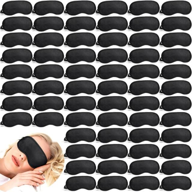 TEMU 100 Stück Schlafmaske Augenbinde mit verstellbarem Band für Spiele, Partys, Teambuilding, Reisen – Einzeln verpackte Schlafmaske für Frauen Männer (Schwarz)