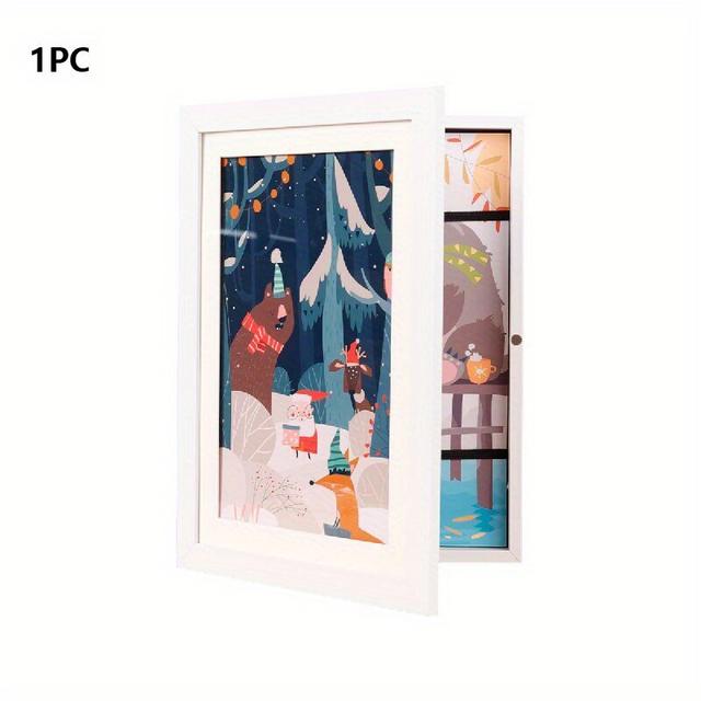 TEMU de arte con tapa abatible para exhibición de pinturas infantiles, decoración vertical rectangular en estilo casual para el hogar, utilizado para almacenar de niños y marcos magnéticos creativos