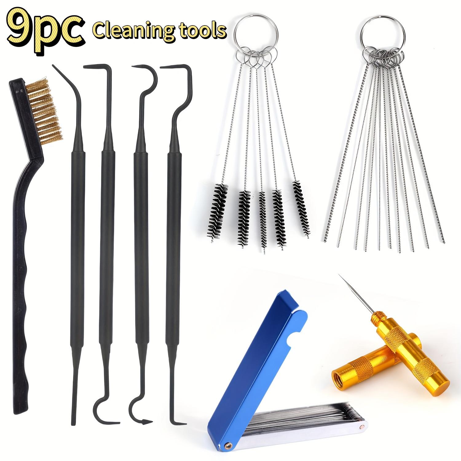 TEMU Kit de 9 piezas para limpieza de carburadores, diseñado para bloqueos y limpieza de varios equipos, incluyendo antorchas, motocicletas, , vehículos (ATV), motosierras y herramientas de soldadura