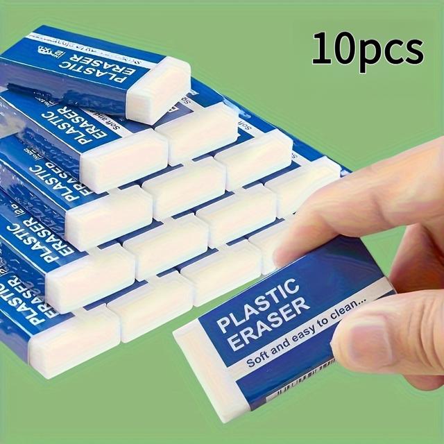 TEMU 10pcs 2b Eraser - Durable, Easy To Erase, Suitable For Writing, Drawing, And Art Projects. Colorful Portable Bag, Supplies, Back To School Essentials