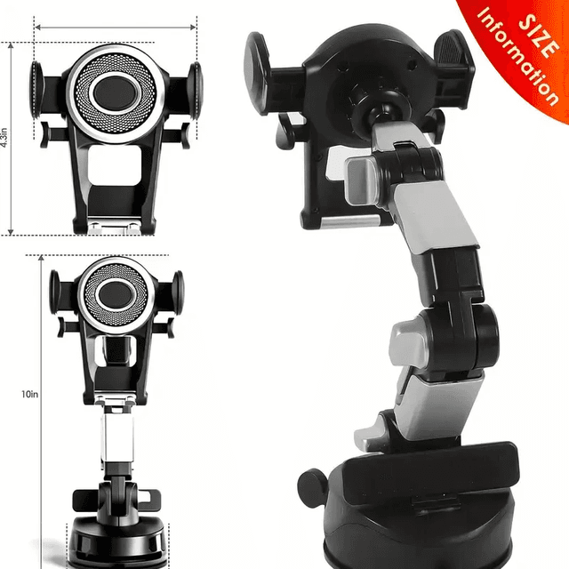TEMU Sturdy Long Arm Car Phone Mount - Strong Suction Cup & Attachment For Most Mobile Phones