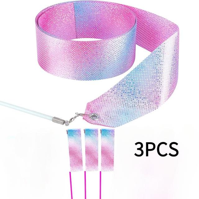 TEMU 3pcs Compatible For Tutu Wands (not Included) - Streamer Ribbons For Girls Ballet, Ballerina, Mermaid Costumes - Shiny Fabric Party Favors For Birthday, Wedding, Gymnastics Performances - 3pcs