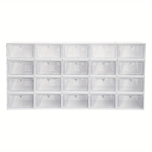 TEMU Cajas para Zapatos Transparentes y Plegables 20pcs de Plástico PP para Almacenamiento de Zapatos en Casa y Oficina con Diseño Práctico y Agujeros de Ventilación