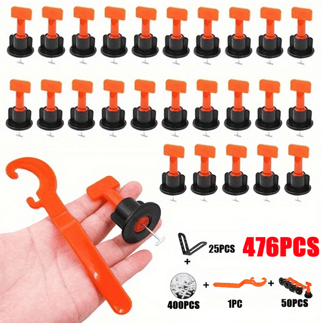 TEMU 476ks Sada pro vyrovnání obkladů, Kompletní systém pro pokládku podlahových a nástěnných obkladů včetně distančních křížů pro přesné pokládání obkladů svépomocí