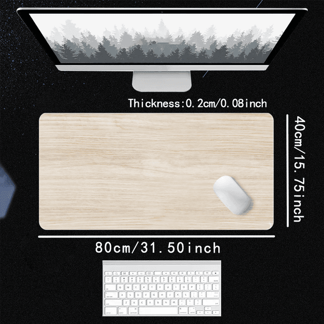 TEMU حصيرة ماوس للألعاب بتصميم خشب طبيعي XXL - بسطح ناعم وحواف مطاطية، مثالية للاستخدام في المكتب والمنزل، هدية مميزة للرجال والنساء