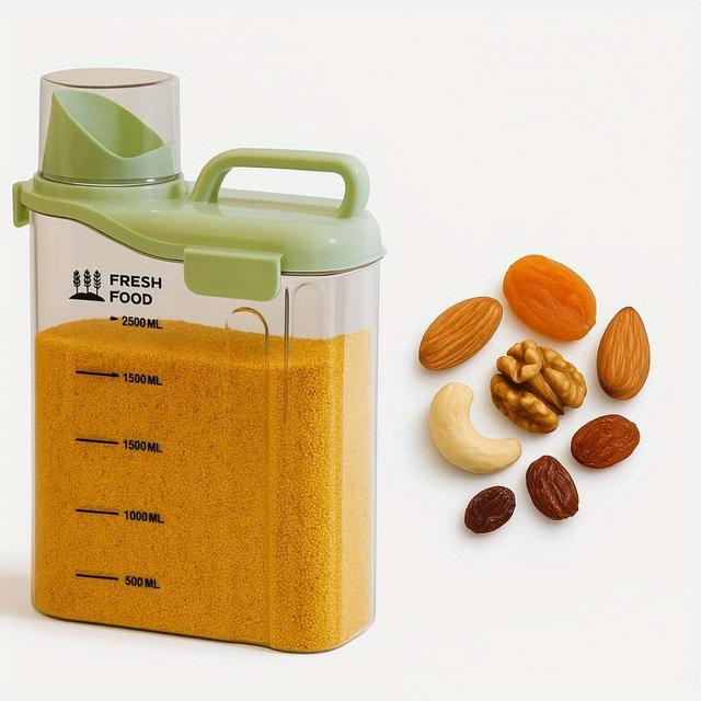 TEMU 2500ml Food Storage Container, Airtight Food Container For Kitchen Accessories Rice/flour/cereal/container/oil/washing Powder Container