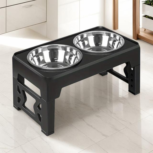 TEMU ペットドッグボウル - 高さ調整可能なブラケット付き、全犬種対応、消化促進、食事姿勢改善、ペットフードに最適