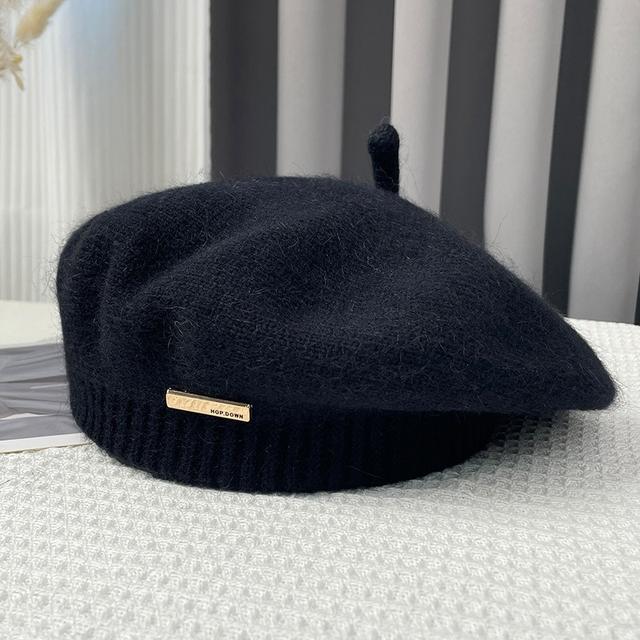 TEMU Women's Rabbit Beret - Soft Lightweight Winter Hat, Warm Non-stretch Elegant Beret For Cold Weather, Hand Washable Accessory Suitable For Christmas Gifts & Everyday Outfits