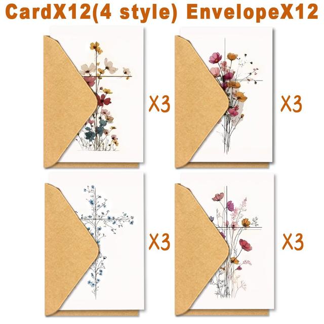 TEMU 24pcs Greeting Cards With Envelopes Featuring A Watercolor Cross And For Easter, Perfect For Occasions Like Birthdays, Thank You Notes, And Congratulations
