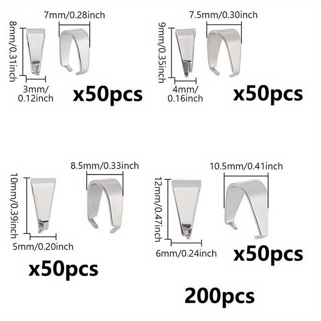 TEMU 200pcs/pack 4 Sizes Minimalist Basic Stainless Steel Pendant Necklace Melon Seed Pendant Clip Connector For Jewelry Handmade Bracelet Necklace Jewelry Making Additions