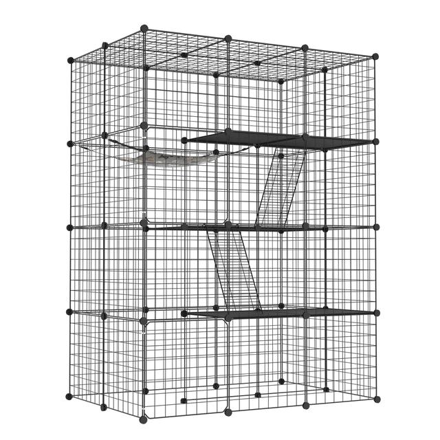 TEMU Kültéri Macska Ketrec "Csináld magad" Játékkalit 1-2 Kis Állatnak Sűrű Fémhuzallétrával