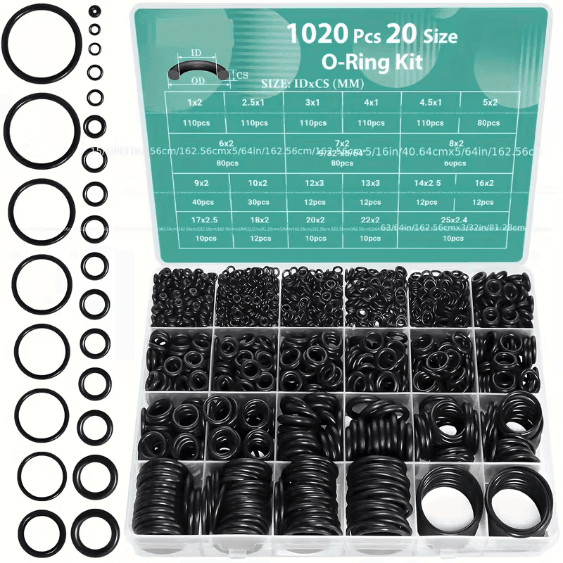TEMU A Set Of 1020pcs Of O Rings In 20 Different Sizes Made From Nitrile Rubber, Suitable For Automotive Repairs, Plumbing, And Sealing Connections For Air Or Gas, With Resistance To Oil And Heat