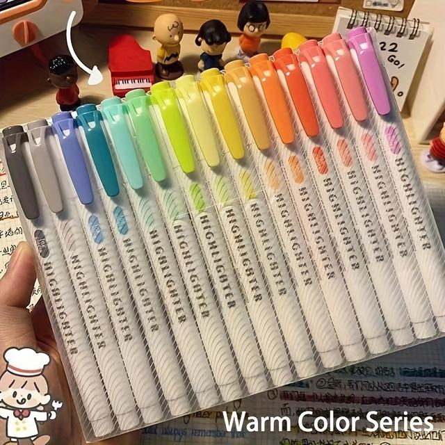 TEMU 15pcs Dual-tip Highlighters - Vibrant Fluorescent Colors, & For Easy Underlining And Coloring