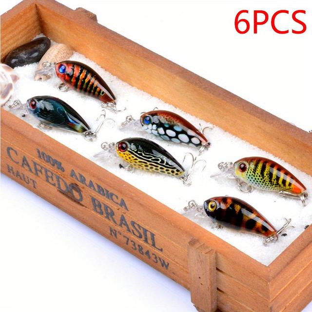 TEMU Set Of 6 Synthetic Bait Fish Designed For Fishing, Including Topwater Lures And Hard Floating Suitable For Carp, , And Pike