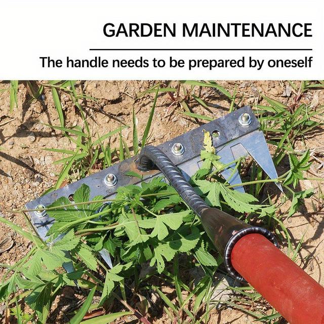 TEMU 1 Piece Assembled Steel Rake - Hand Gardening Tool For Lawn And Yard Care, No Electricity Required, Durable Soil Mixer And Remover, Removes Weeds | Gardening | Removal
