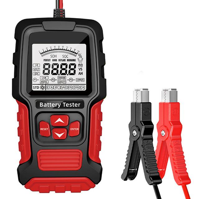 TEMU 12v/24v Heavy-duty Car, Truck, Motorcycle, Suv Battery Tester - Digital Lcd Display, 3ah-200ah Capacity, 9-standard Test Range, 3-mode Operation (voltage, Resistance, Without Battery