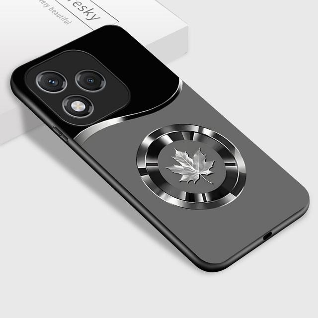 TEMU Funda para Teléfono - Carcasa de Metal de Lujo para Honor 400 Respaldo de Vidrio Brillante y Diseño de Hoja de Arce