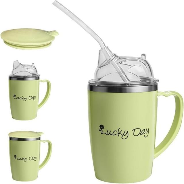 TEMU 350ml Adult Sippy Cup | 3-in-1 Beakers For, , With Handle, Stainless Steel Dysphagia Cup For Patient, Reusable, Hand Wash Only