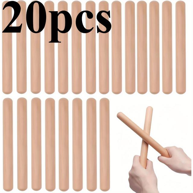 TEMU 20pcs Rhythm Sticks - Natural Wood Percussion Instruments For Beginners, Clapper Sticks And , Durable And For Learning Music