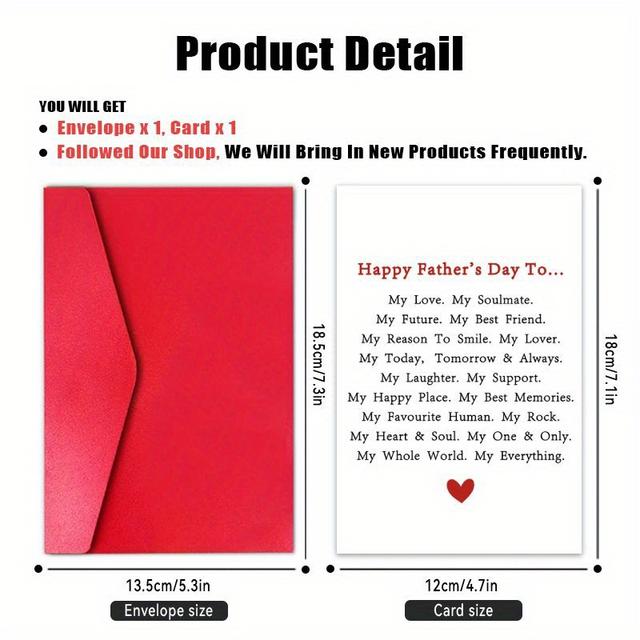 TEMU 1pc Card For Husband, Boyfriend, Or – Message With Red Hearts & – Perfect Gift Idea For Him, Gift | Festive Design | Quality Paper Card