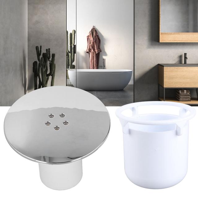TEMU 1-pack Shower Drain Cover Tray - Hair Trap With Coating, Chrome-plated Plastic 90mm Fit, Easy Prevents Clogs & Odors For Sinks, Contemporary Style, Durable Construction, Home Improvement