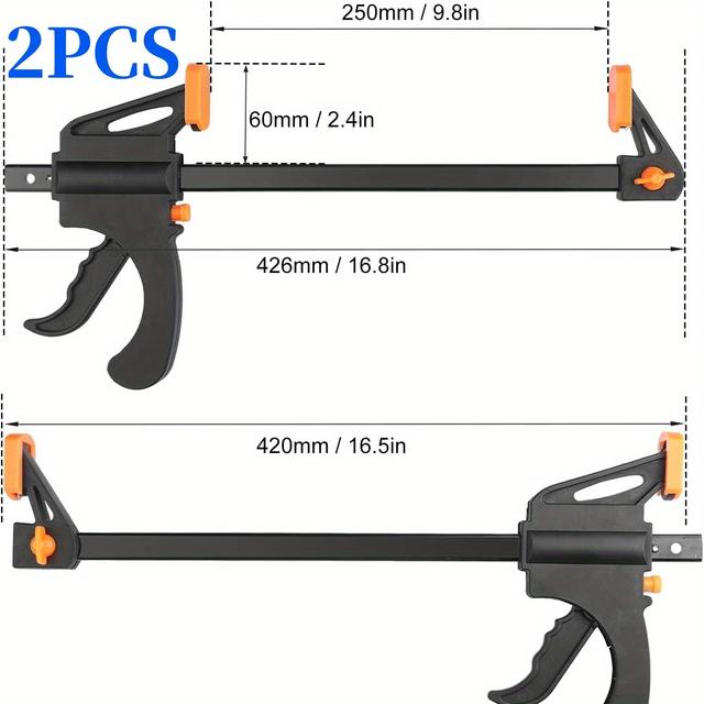 TEMU Ensemble de 2 pinces en F de 6 pouces/8 pouces/10 pouces, Poignée pour Menuiserie, Construction en Acier Durable, Noir et Orange - Idéal pour les de Bricolage et Menuiserie, Outils de Travail