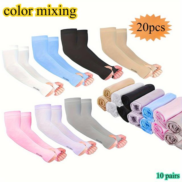 TEMU 20 قطعة أكمام واقية من للرجال والنساء، 10 أزواج مع فتحات للإبهام، مناسبة للقيادة وصيد الأسماك وركوب الدراجات والمشي لمسافات طويلة - 21 زوج