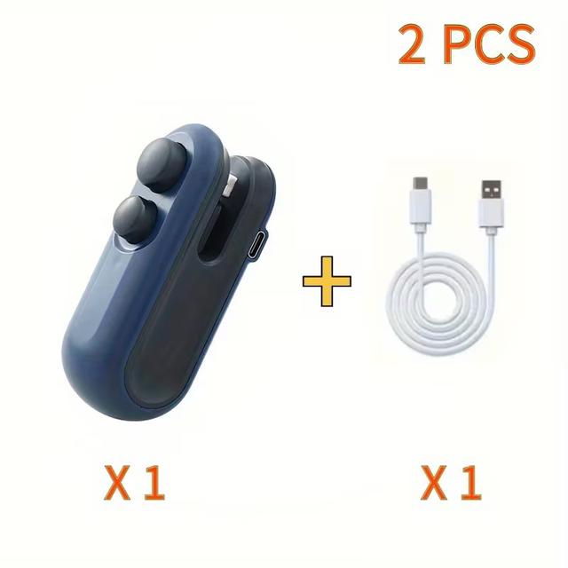 TEMU 2 قطعة مُحكم أكياس محمول يدوي مع بطارية USB وختم مغناطيسي - تشغيل يدوي مناسب للمنزل، التخييم، النزهات، السفر - مُحكم أكياس بلاستيك/PVC للوجبات الخفيفة، الرقائق، الكوكيز (هادئ وفعال)